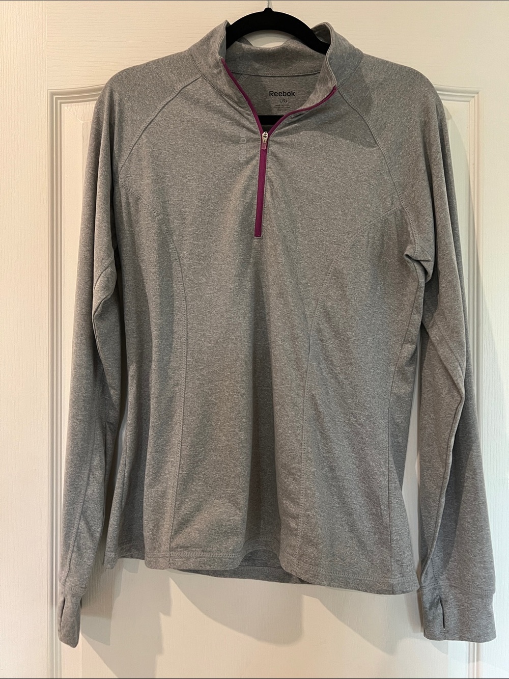 Reebok Gray Quarter-Zip Pullover with Plum Accent